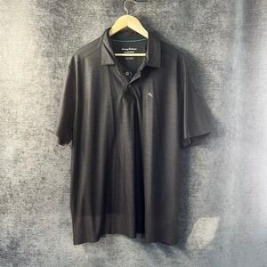 Tommy Bahama Islandzone Polo Shirt Mens Black Recycled Polyester Short Sleeve